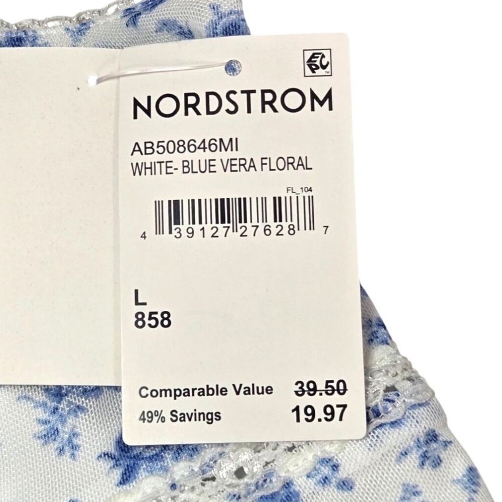 Abound Womens Sweet Mesh Lace Trim White & Blue Floral Camisole Top Lg NWT - Picture 4 of 9